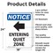 Signmission Entering Quiet Zone, 18 in W x Rectangle, Aluminum OS-2PACK-NS-A-1824-V-12095 - alternate 5